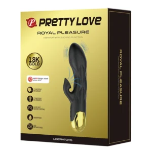Vibrador Gold Royal Pleasure Succionador De Clitoris 7 Funciones Silicona Usb Recargable 19Cm X 3,6Cm