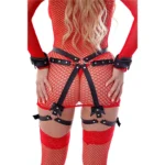Arnes Body Bow Y Esposas De Mano Con Mosqueton Desmontable - Eco Cuero Negro