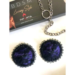 Antifaz Y Pezoneras De Raso Y Puntilla Color Violeta -Infarta Sens-