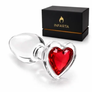 Glass Anal Plug  Rosso Cuore Small