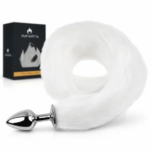 Anal Plug Tail Metal Small White