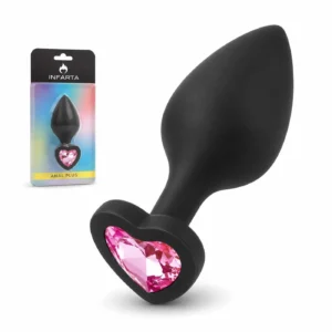 Anal Plug Heart Love Silicone Medium Black Plug - Pink Diamond