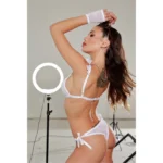 Gianna - Conjunto Triangulo Plumeti Con Mitones Blanco Talle 90